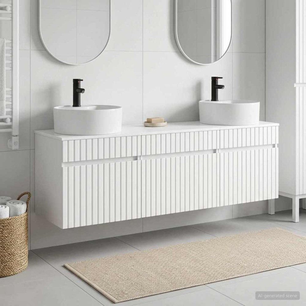 vidaXL Badrumsskåpsset 3 st Vit högglans 49 x 44,5 x 65 cm