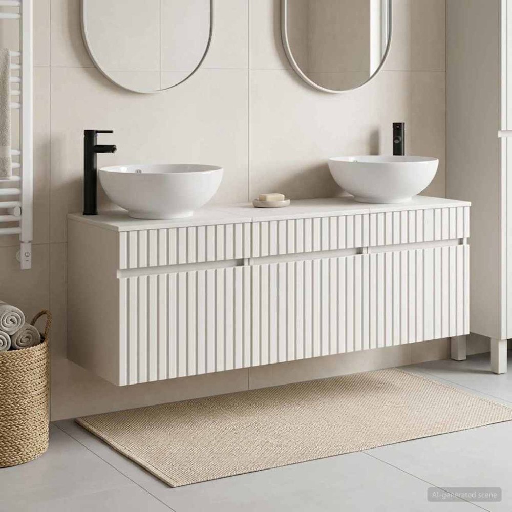 vidaXL Badrumsskåpsset 3 st Vit 49 x 44,5 x 66,5 cm Konstruerat trä