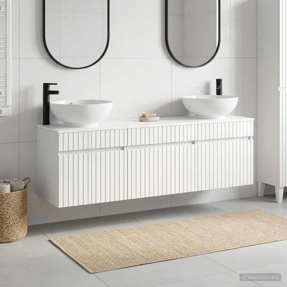 vidaXL Badrumsskåpsset 3 st Vit högglans 49 x 44,5 x 66,5 cm