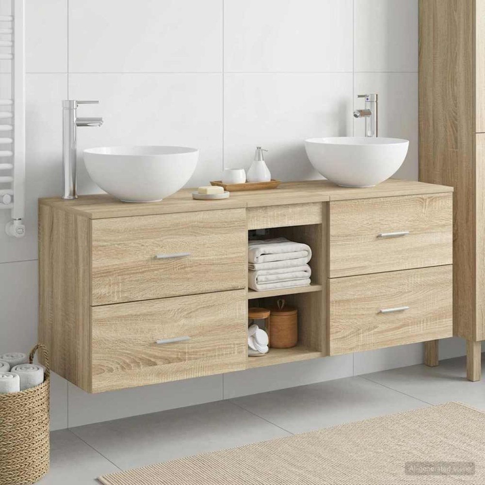 vidaXL Badrumsskåpsset 3 st Sonoma-ek 49,5 x 35 x 63 cm