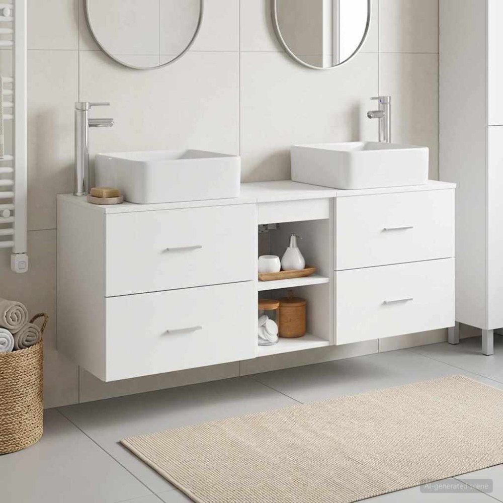 vidaXL Badrumsskåpsset 3 st Vit 49,5 x 41 x 63 cm Konstruerat trä