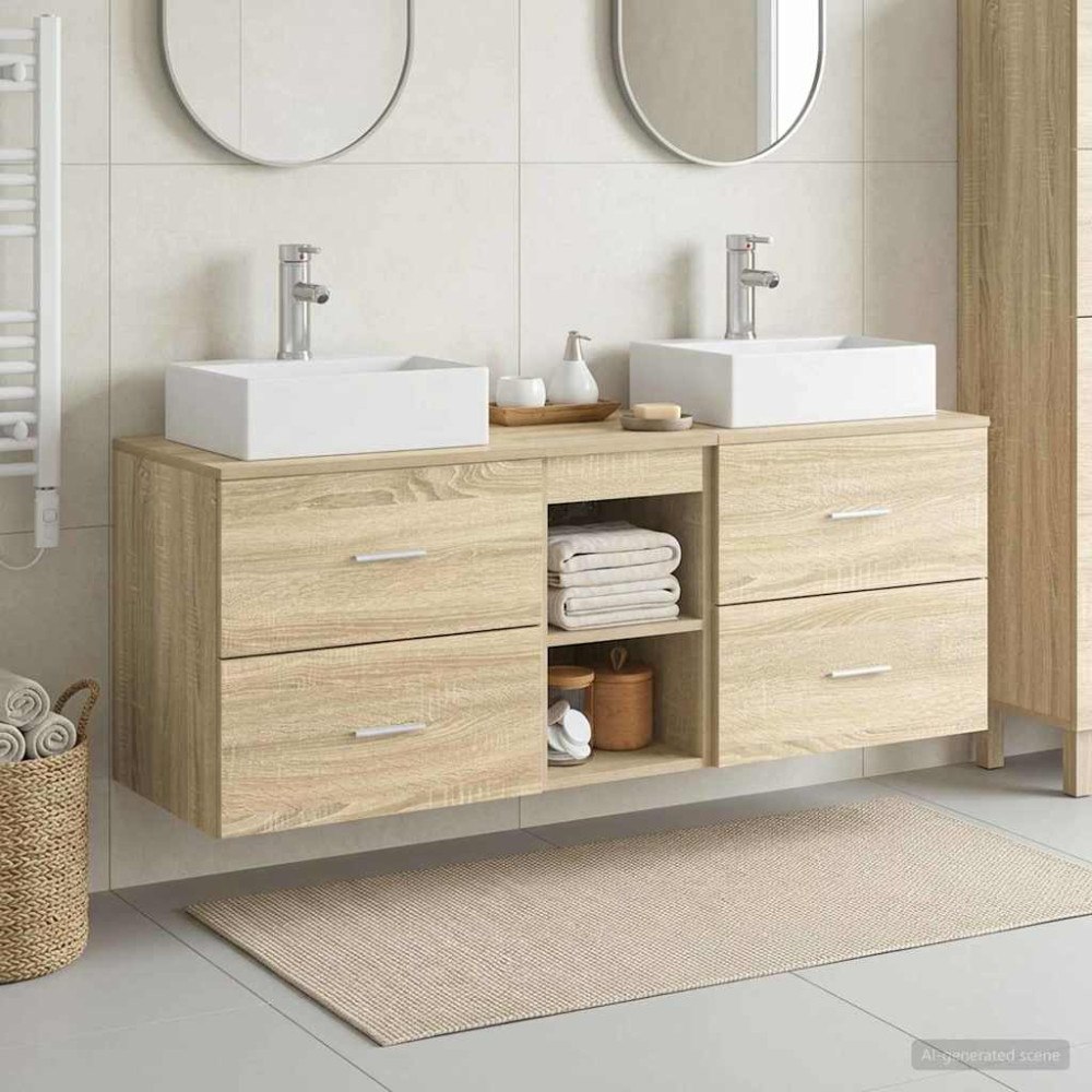 vidaXL Badrumsskåpsset 3 st Sonoma-ek 49,5 x 41 x 62,5 cm