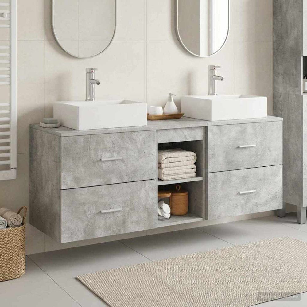 vidaXL Badrumsskåpsset 3 st Betonggrå 49,5 x 41 x 62,5 cm