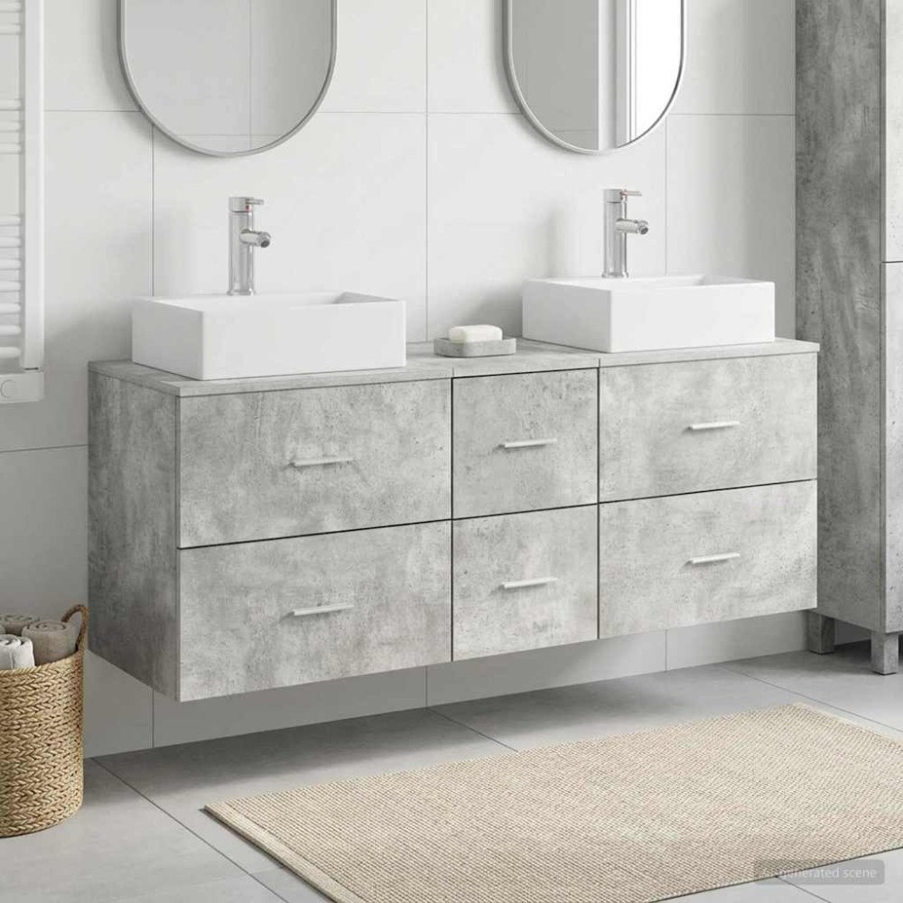 vidaXL Badrumsskåpsset 3 st Betonggrå 49,5 x 41 x 62,5 cm