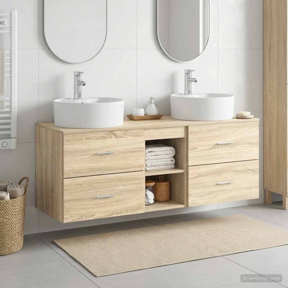 vidaXL Badrumsskåpsset 3 st Sonoma-ek 49,5 x 44,5 x 65 cm