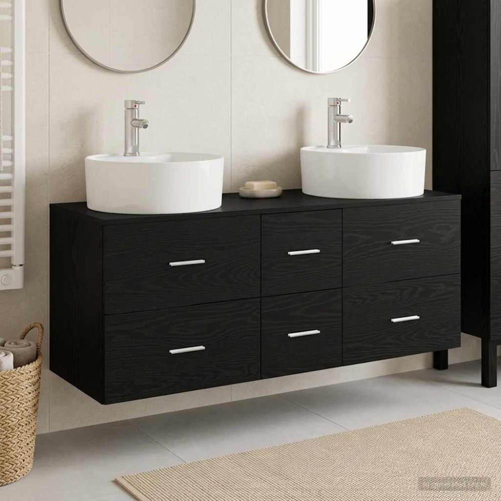 vidaXL Badrumsmöbelset 3 st Svart 49,5 x 44,5 x 65 cm Konstruerat trä