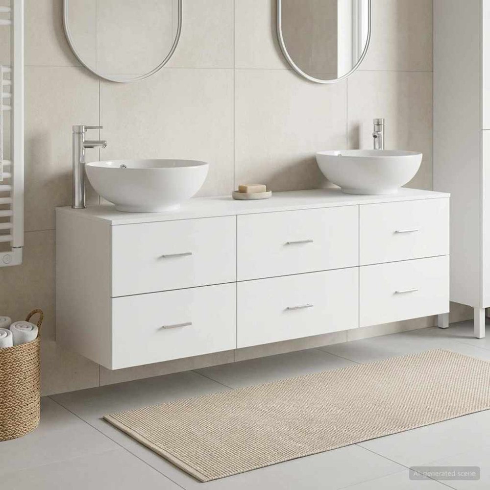 vidaXL Badrumsmöbelset 3 st Vit 49,5 x 44,5 x 65 cm Konstruerat trä