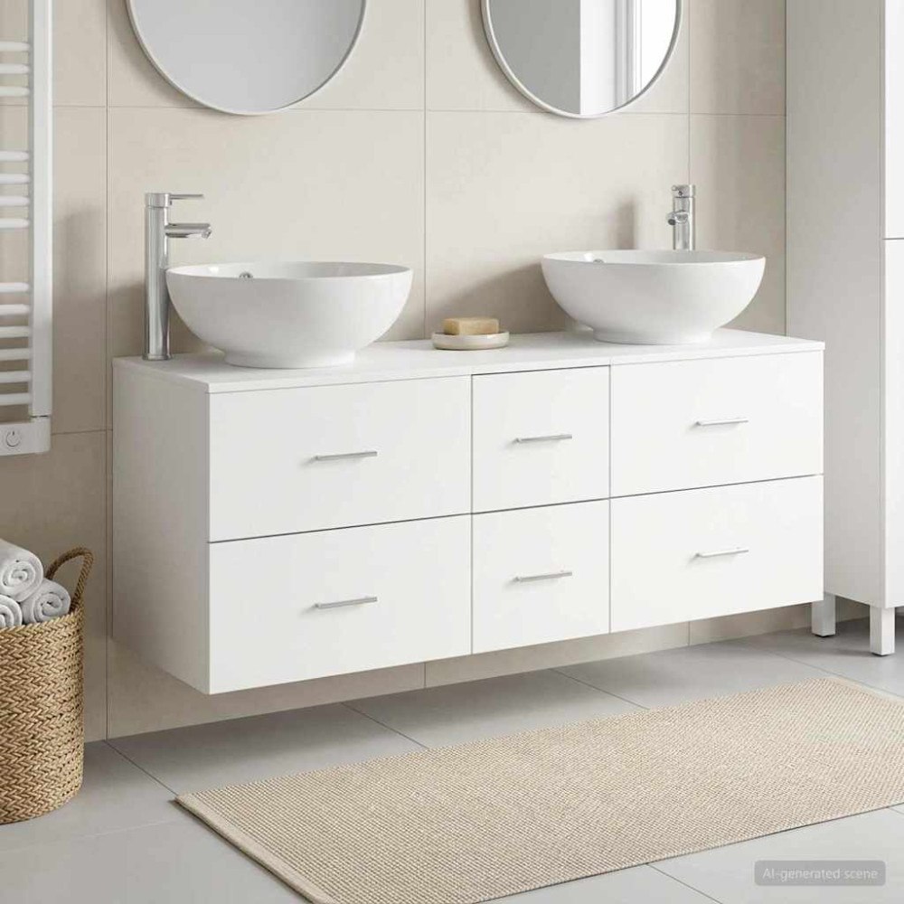 vidaXL Badrumsmöbelset 3 st Vit 49,5 x 44,5 x 65 cm Konstruerat trä