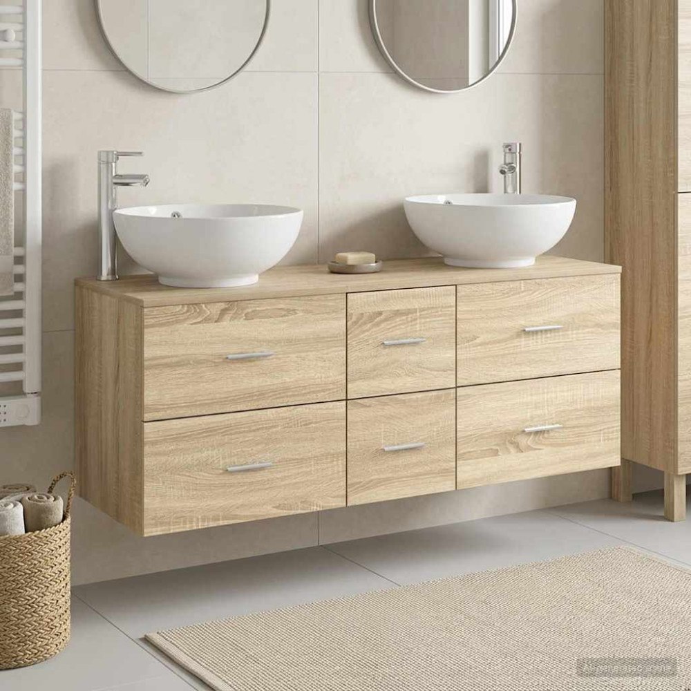 vidaXL Badrumsmöbelset 3 st Sonoma-ek 49,5 x 44,5 x 65 cm