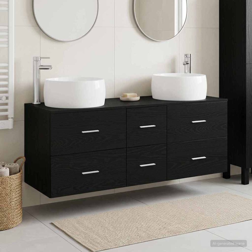 vidaXL Badrumsmöbelset 3 st Svart 49,5 x 44,5 x 66 cm Konstruerat trä