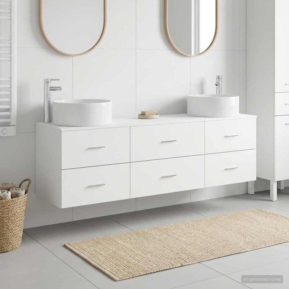 vidaXL Badrumsmöbelset 3 st Vit 49,5 x 44,5 x 65,5 cm Konstruerat trä
