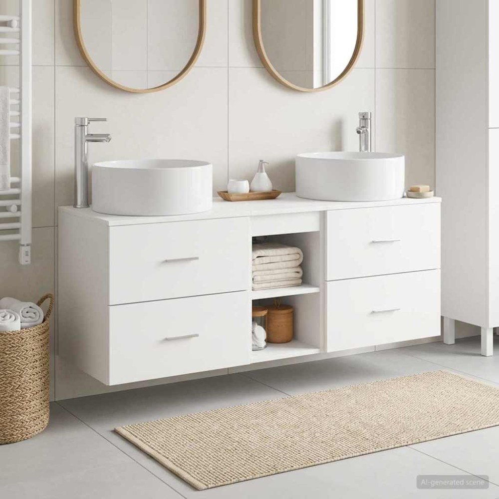 vidaXL Badrumsmöbelset 3 st Vit 49,5 x 44,5 x 65,5 cm Konstruerat trä