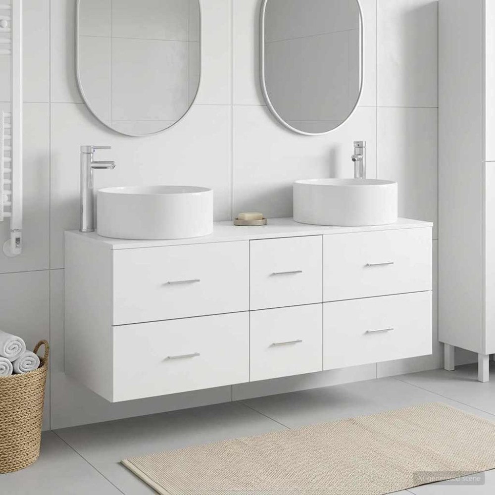 vidaXL Badrumsmöbelset 3 st Vit 49,5 x 44,5 x 65,5 cm Konstruerat trä
