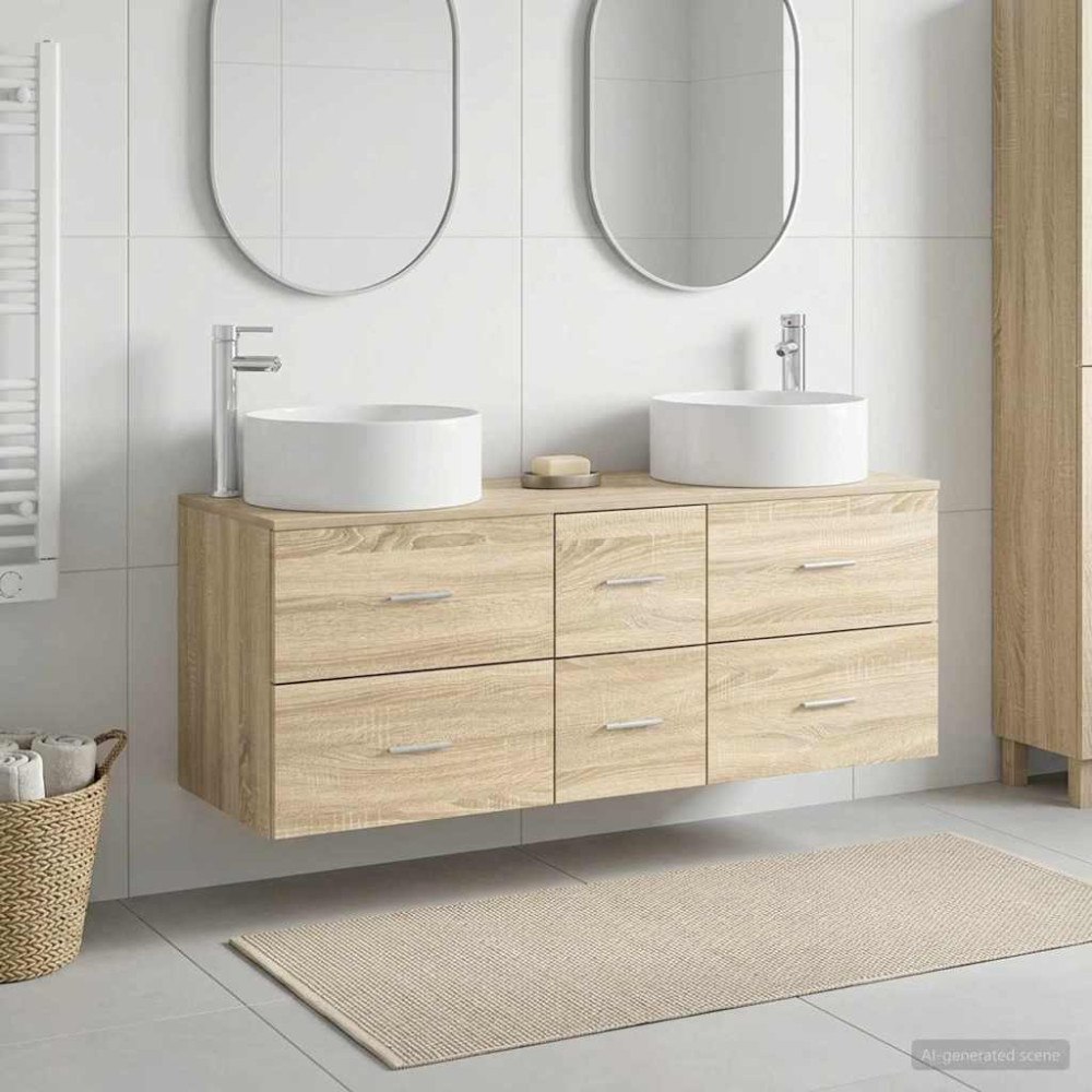 vidaXL Badrumsmöbelset 3 st Sonoma-ek 49,5 x 44,5 x 65,5 cm