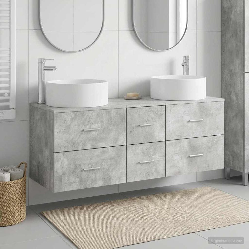 vidaXL Badrumsmöbelset 3 st Betonggrå 49,5 x 44,5 x 65,5 cm