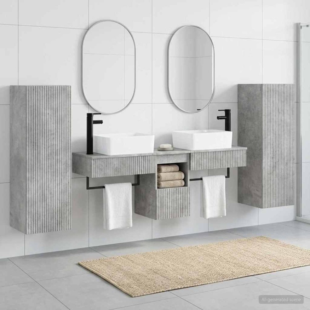 vidaXL Badrumsmöbelset 5 st Betonggrå 33 x 34,5 x 100 cm