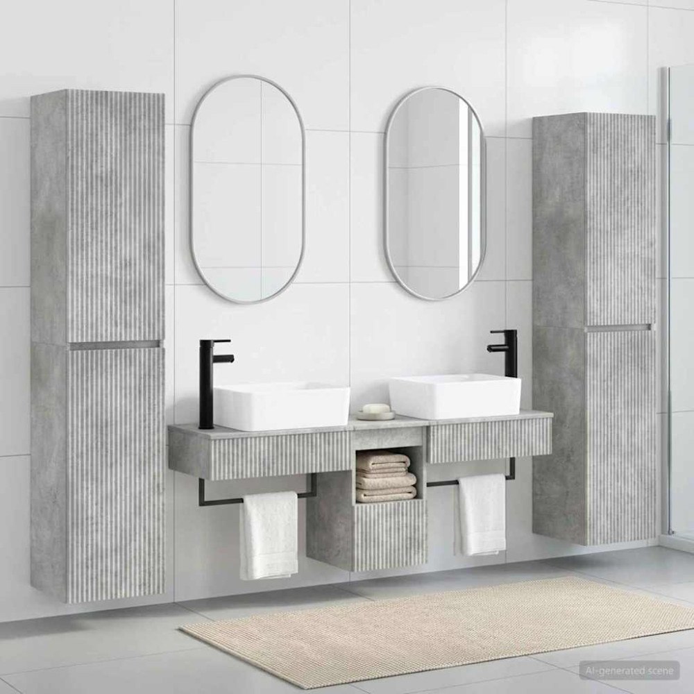 vidaXL Badrumsmöbelset 5 st Betonggrå 33 x 34,5 x 160 cm