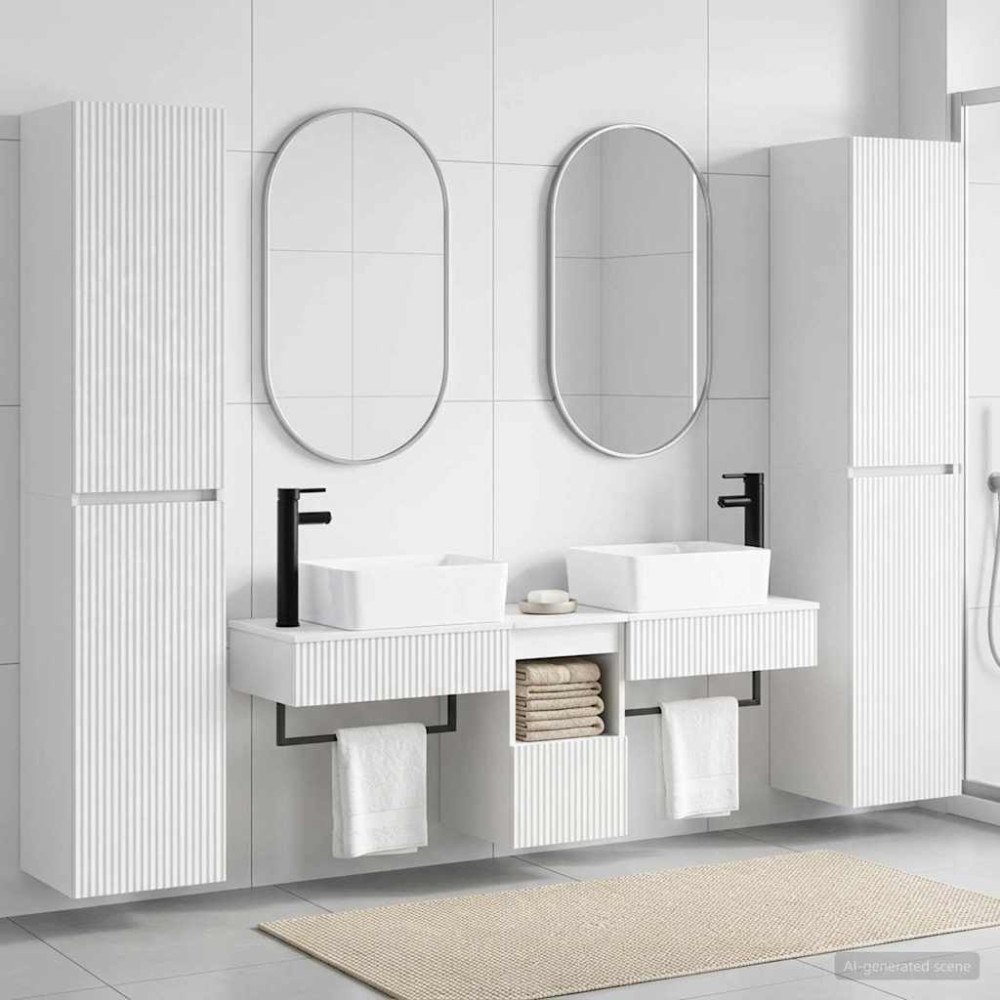 vidaXL Badrumsmöbelset 5 st Vit högglans 33 x 34,5 x 160 cm