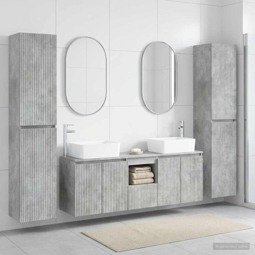 vidaXL Badrumsmöbelset 5 st Betonggrå 33 x 34,5 x 160 cm