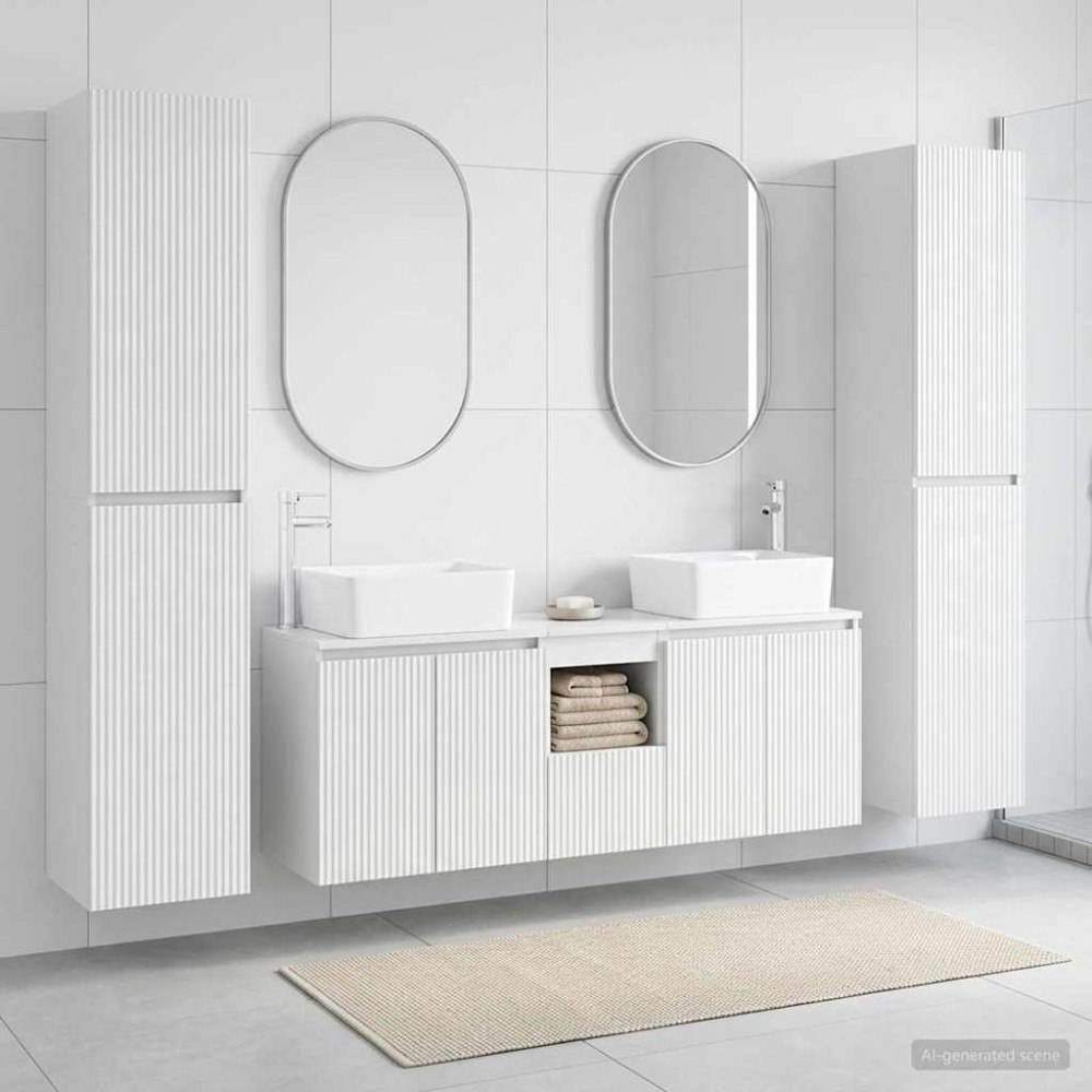vidaXL Badrumsmöbelset 5 st Vit högglans 33 x 34,5 x 160 cm