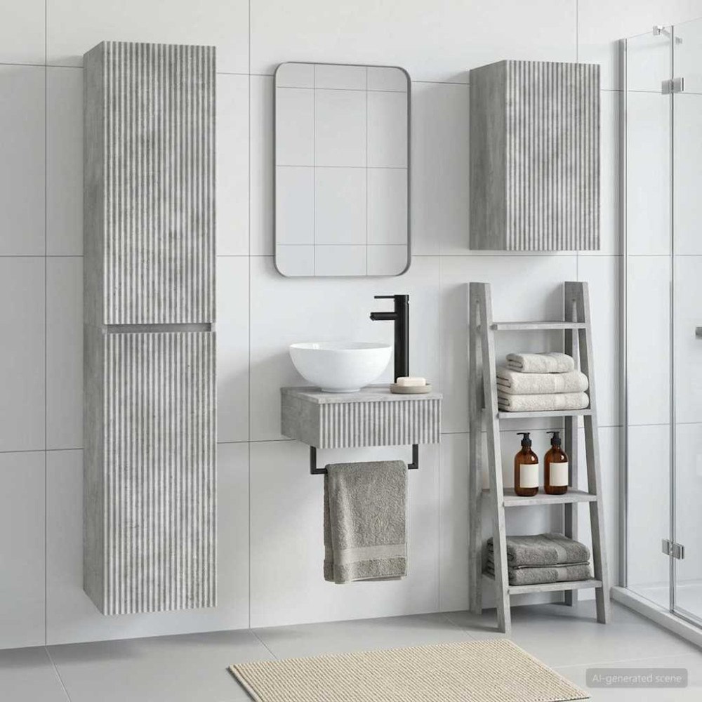 vidaXL Badrumsmöbelset 3 st Betonggrå 33 x 34,5 x 160 cm