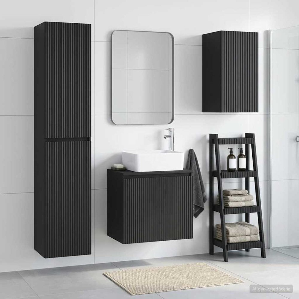 vidaXL Badrumsmöbelset 3 st Svart 33 x 34,5 x 160 cm Konstruerat trä