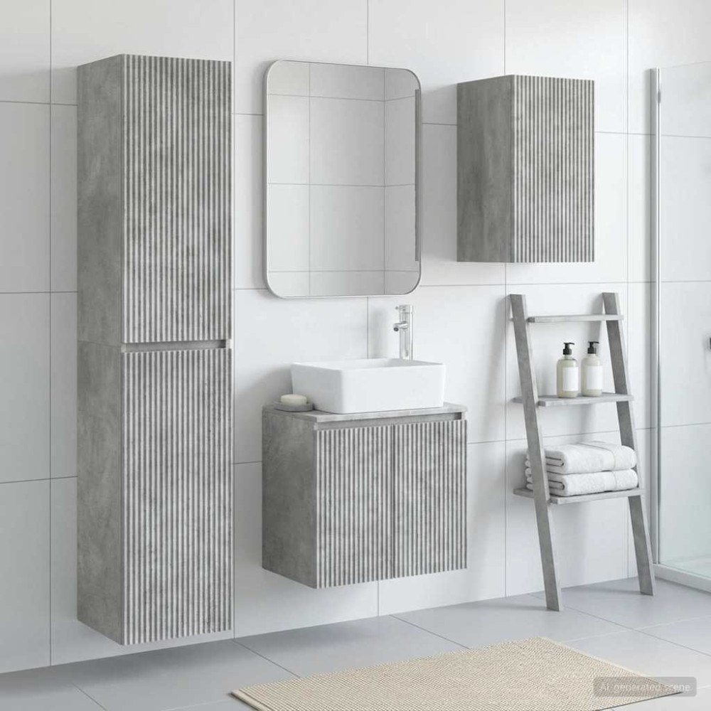 vidaXL Badrumsmöbelset 3 st Betonggrå 33 x 34,5 x 160 cm