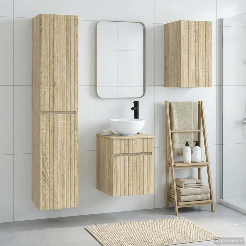 vidaXL Badrumsmöbelset 3 st Sonoma-ek 33 x 34,5 x 160 cm