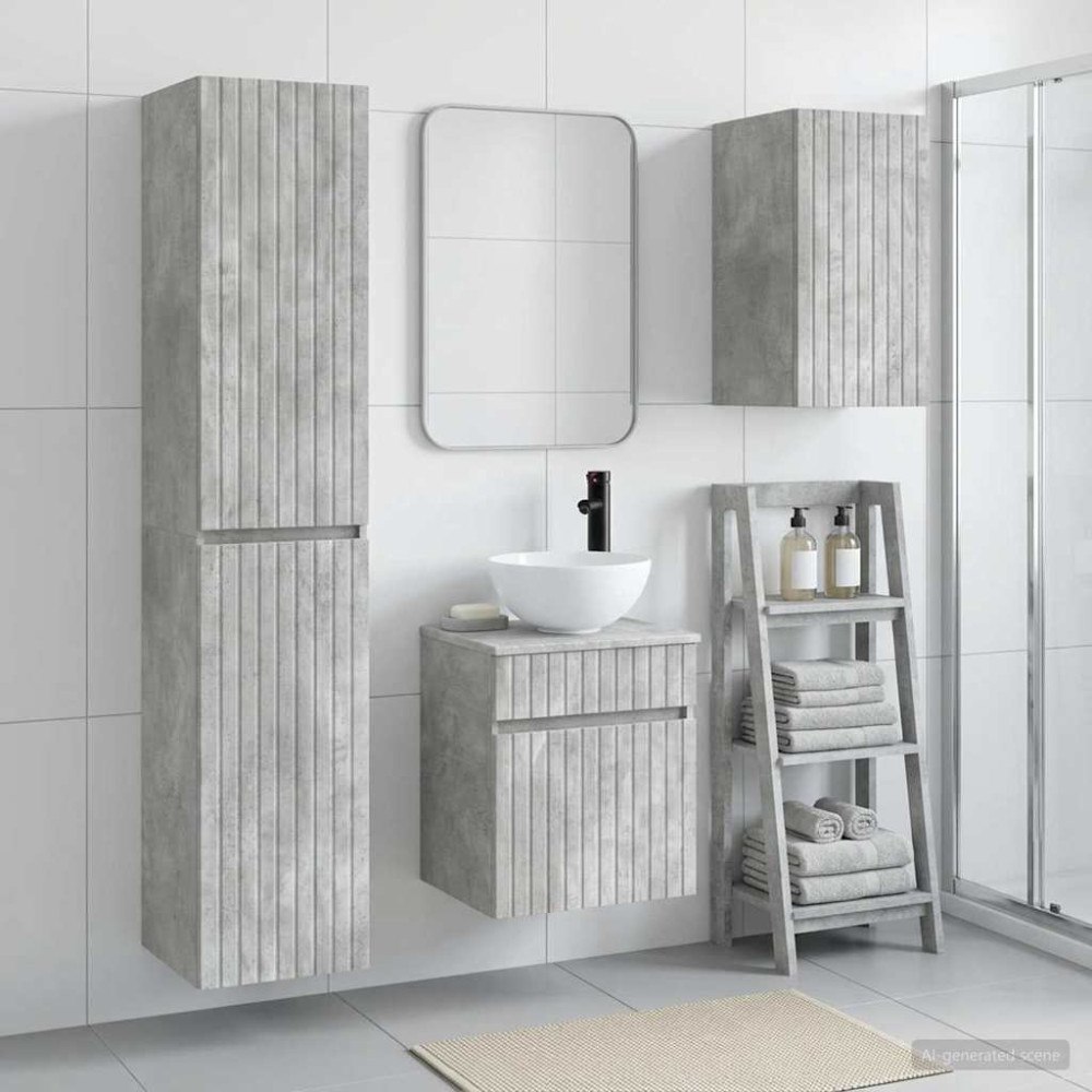 vidaXL Badrumsmöbelset 3 st Betonggrå 33 x 34,5 x 160 cm