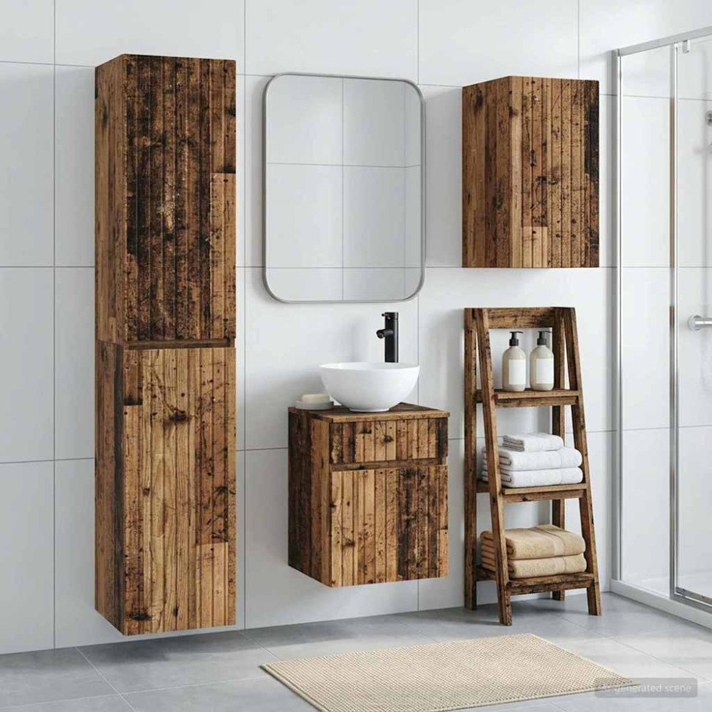 vidaXL Badrumsmöbelset 3 st Gammalt trä 33 x 34,5 x 160 cm