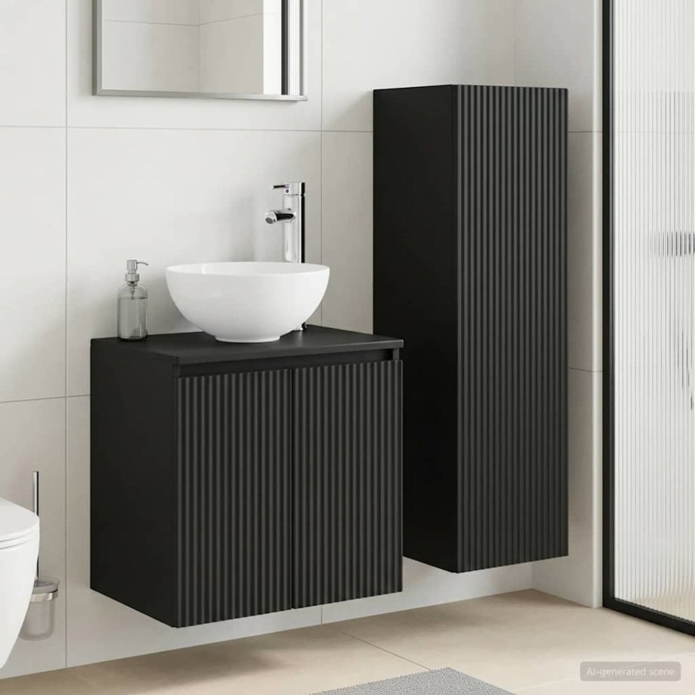 vidaXL Badrumsmöbelset 2 st Svart 33 x 34,5 x 100 cm Konstruerat trä