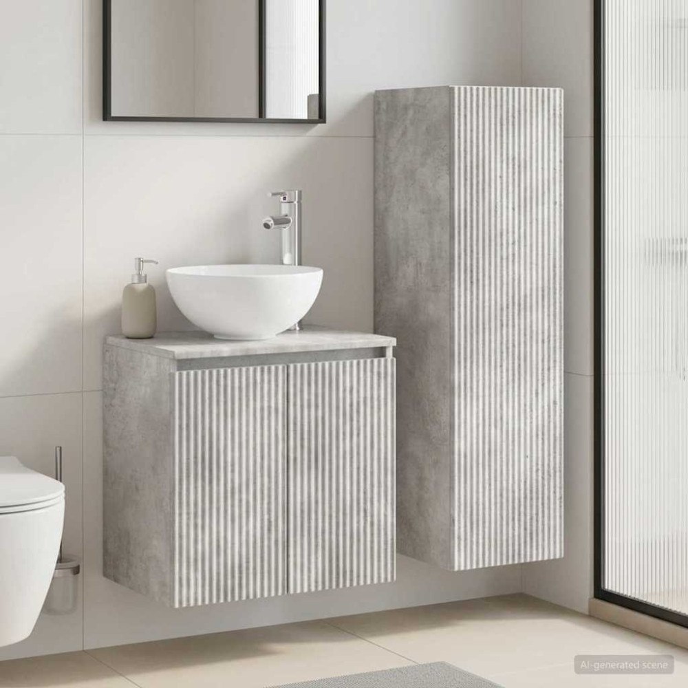 vidaXL Badrumsmöbelset 2 st Betonggrå 33 x 34,5 x 100 cm