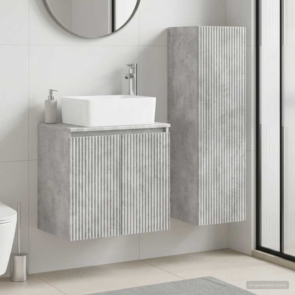 vidaXL Badrumsmöbelset 2 st Betonggrå 33 x 34,5 x 100 cm