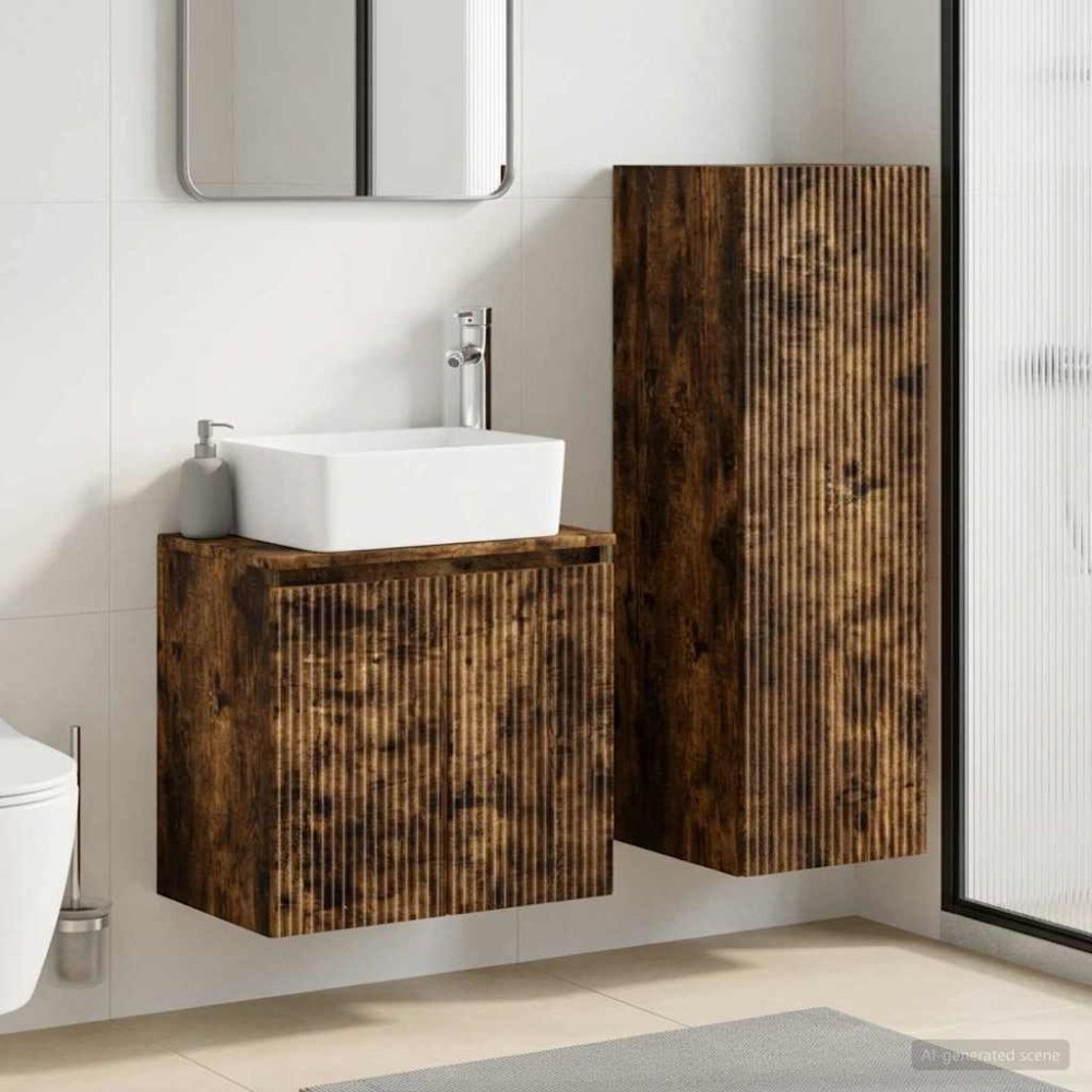 vidaXL Badrumsmöbelset 2 st Rökt ek 33 x 34,5 x 100 cm Konstruerat trä