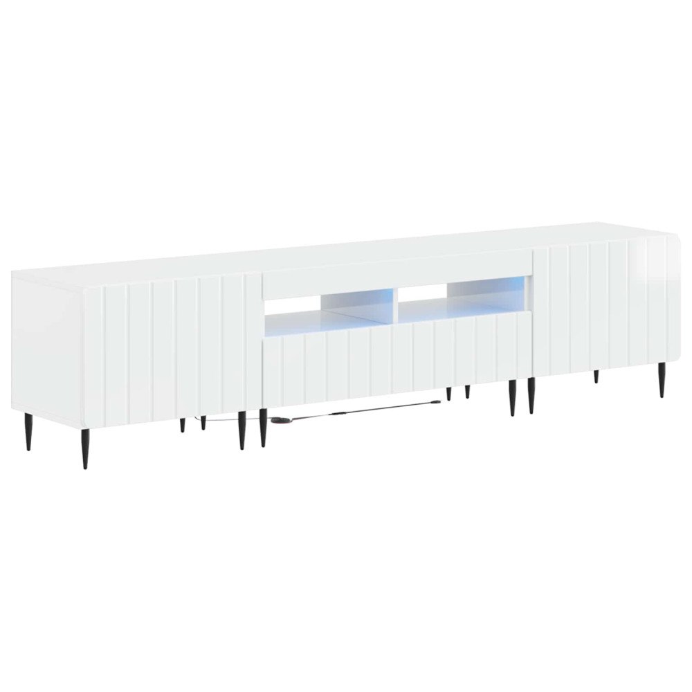 vidaXL 5-delars LED TV-bänk Vit högglans Konstruerat trä