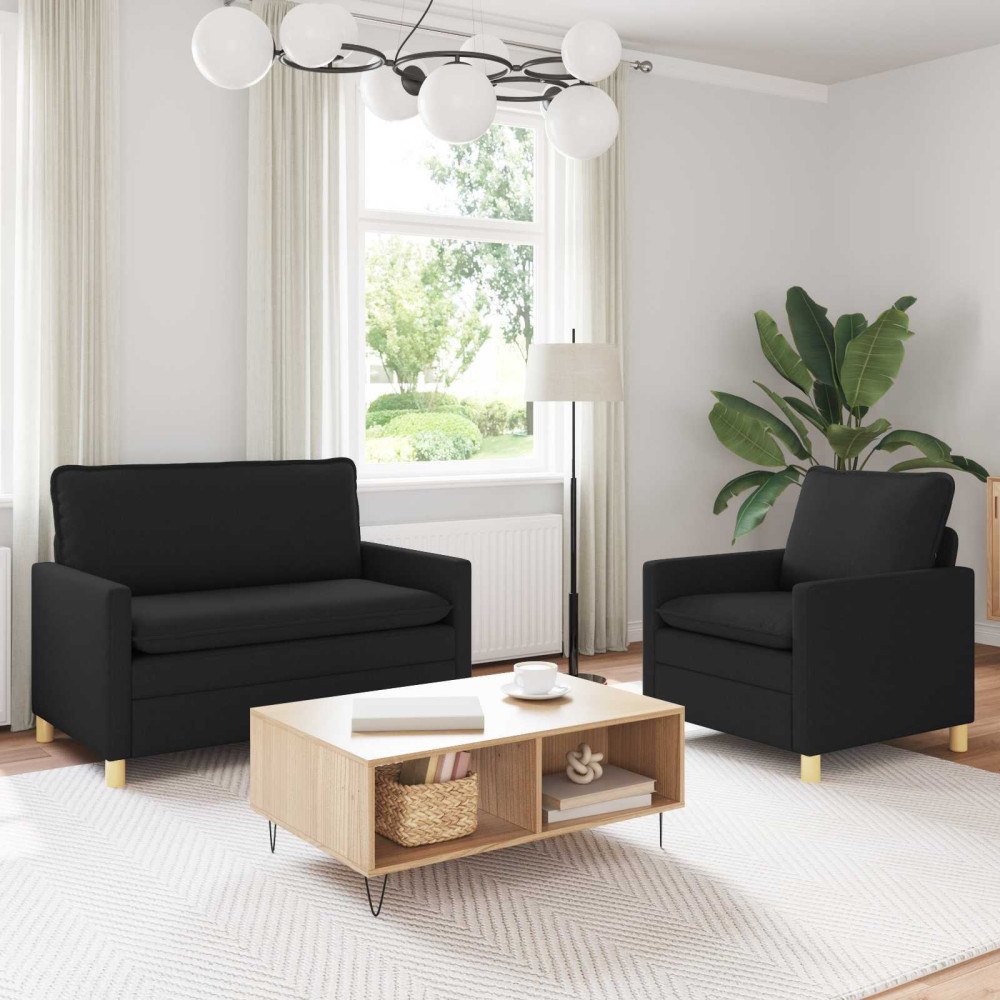 vidaXL Soffset 2 st Svart Tyg