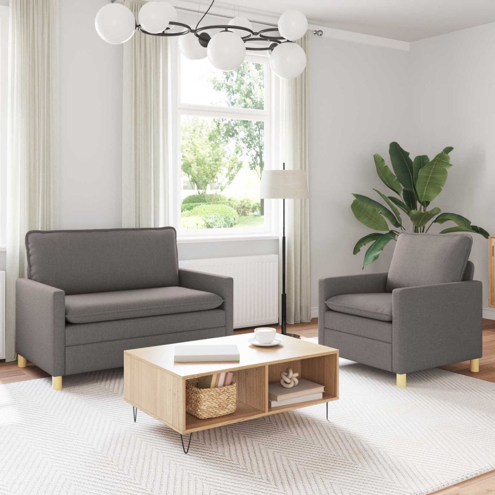 vidaXL Soffset 2 st Taupe Tyg