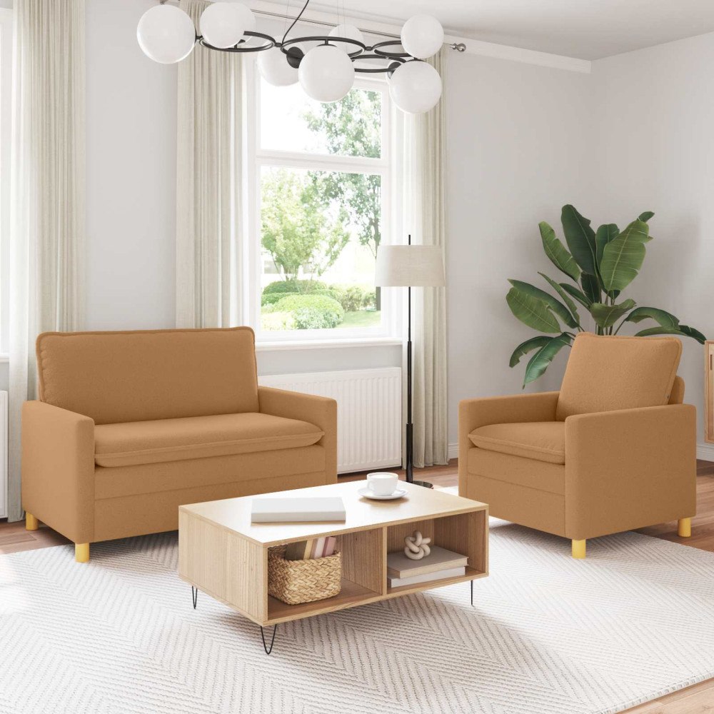 vidaXL Soffset 2 st Beige Tyg