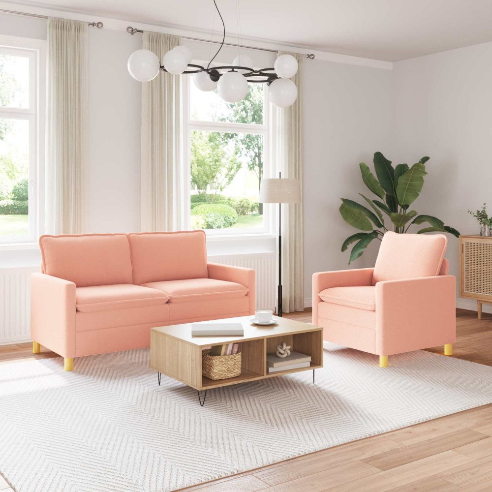 vidaXL Soffset 2 st Rosa Tyg
