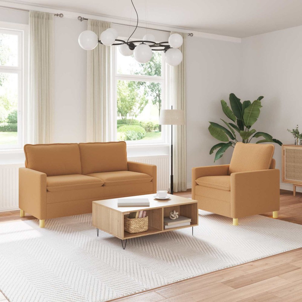 vidaXL Soffset 2 st Beige Tyg