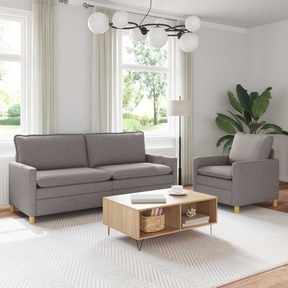 vidaXL Soffset 2 st Taupe Tyg