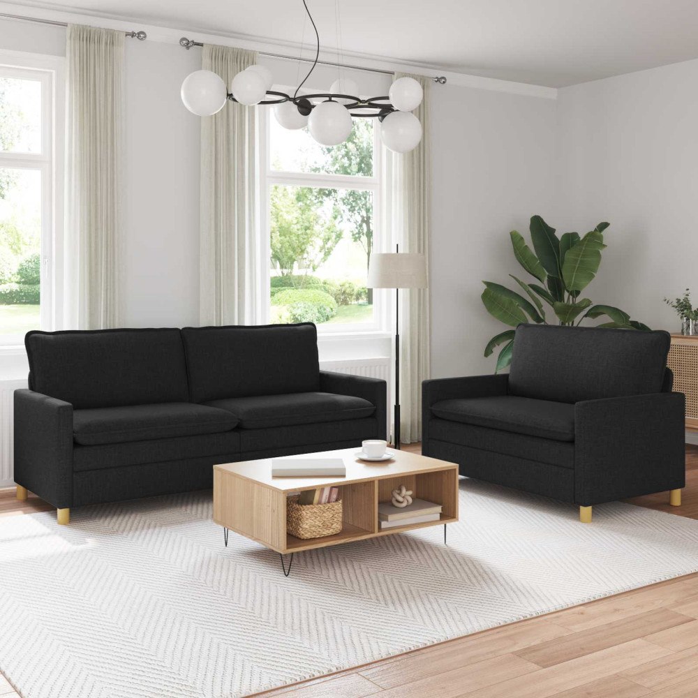 vidaXL Soffset 2 st Svart Tyg