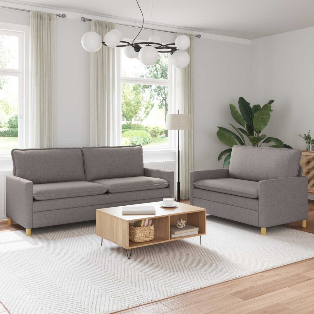 vidaXL Soffset 2 st Taupe Tyg