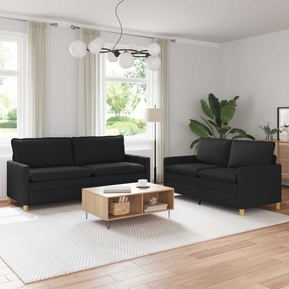 vidaXL Soffset 2 st Svart Tyg