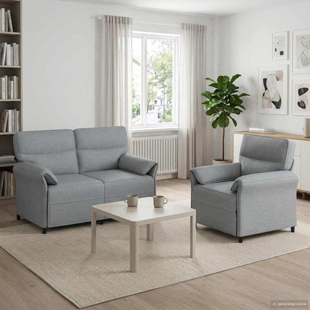 vidaXL Soffset 2 st Ljusgrå Tyg