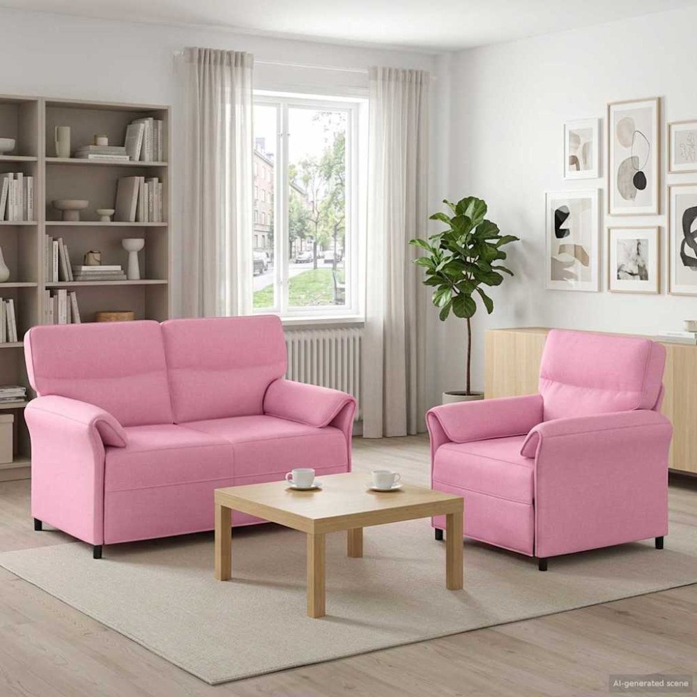 vidaXL Soffset 2 st Rosa Tyg