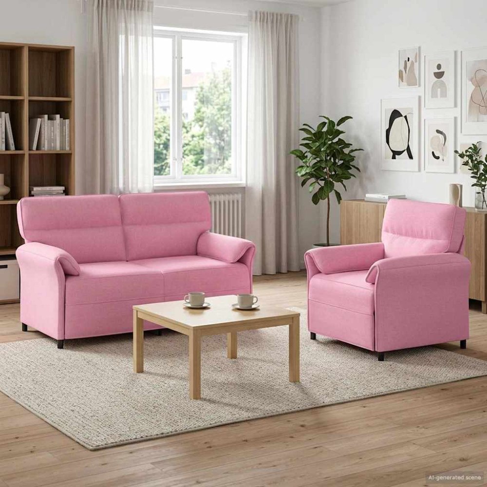 vidaXL Soffset 2 st Rosa Tyg