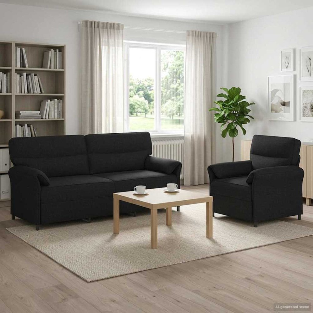 vidaXL Soffset 2 st Svart Tyg