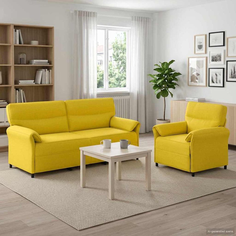 vidaXL Soffset 2 st Ljusgul Tyg