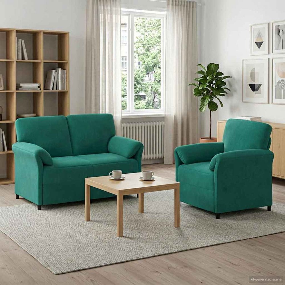 vidaXL Soffset 2 st Turkos Sammet